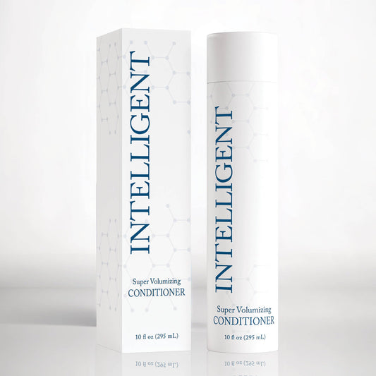 Intelligent Shop volumizing conditioner bottle boosts hair body and shine.