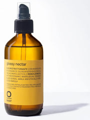 Intense 0way Glossy Nectar bottle showcasing biodynamic quinoa and marula oil for radiant hair shine.