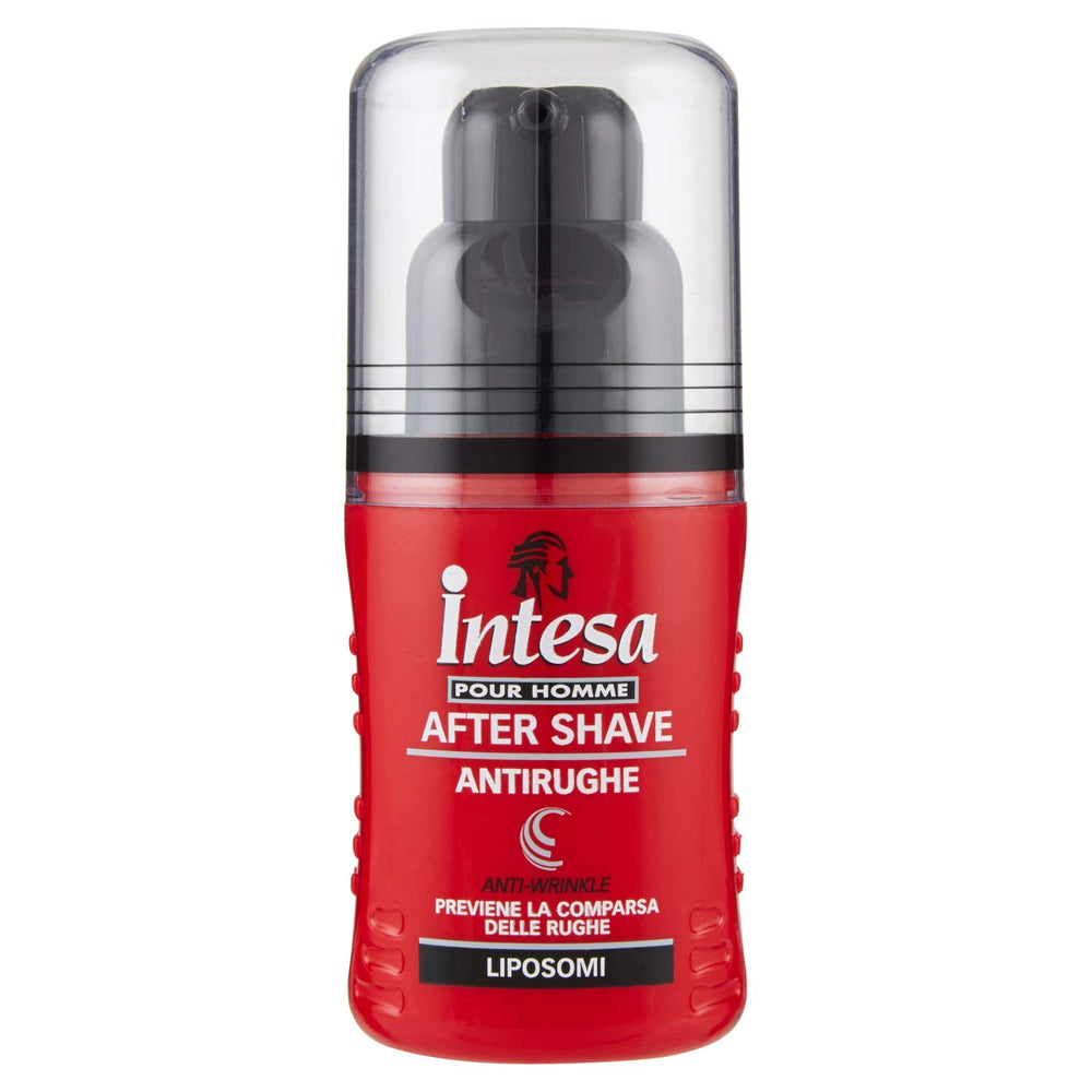 Intesa Pour Homme after shave bottle delivers a refreshing, hydrating feel.
