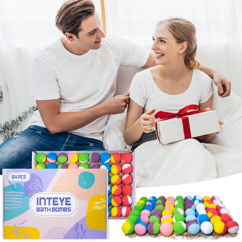 INTEYE Colorful water swirl shows vibrant fizz and foaming bath action.