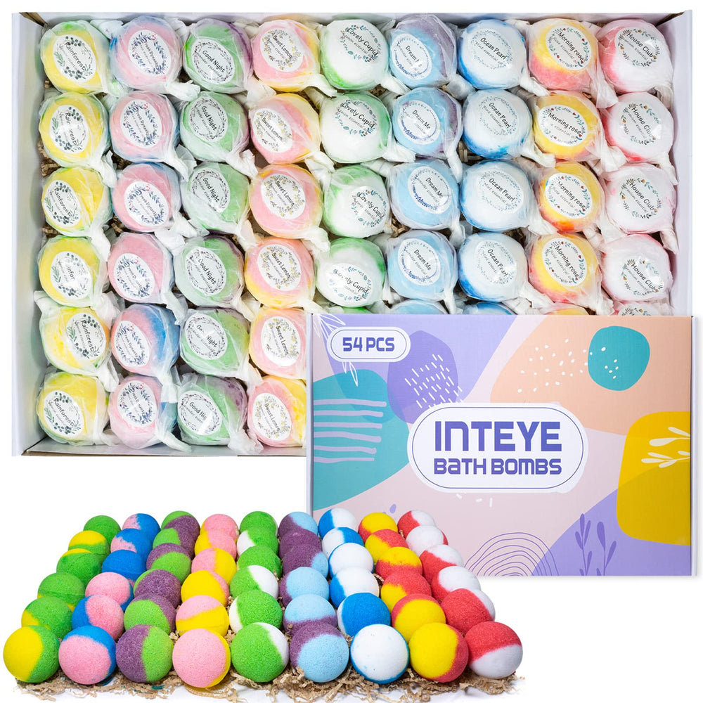 INTEYE Luxury Bath Bombs Gift Set exterior box showcases premium eco packaging for gifting.