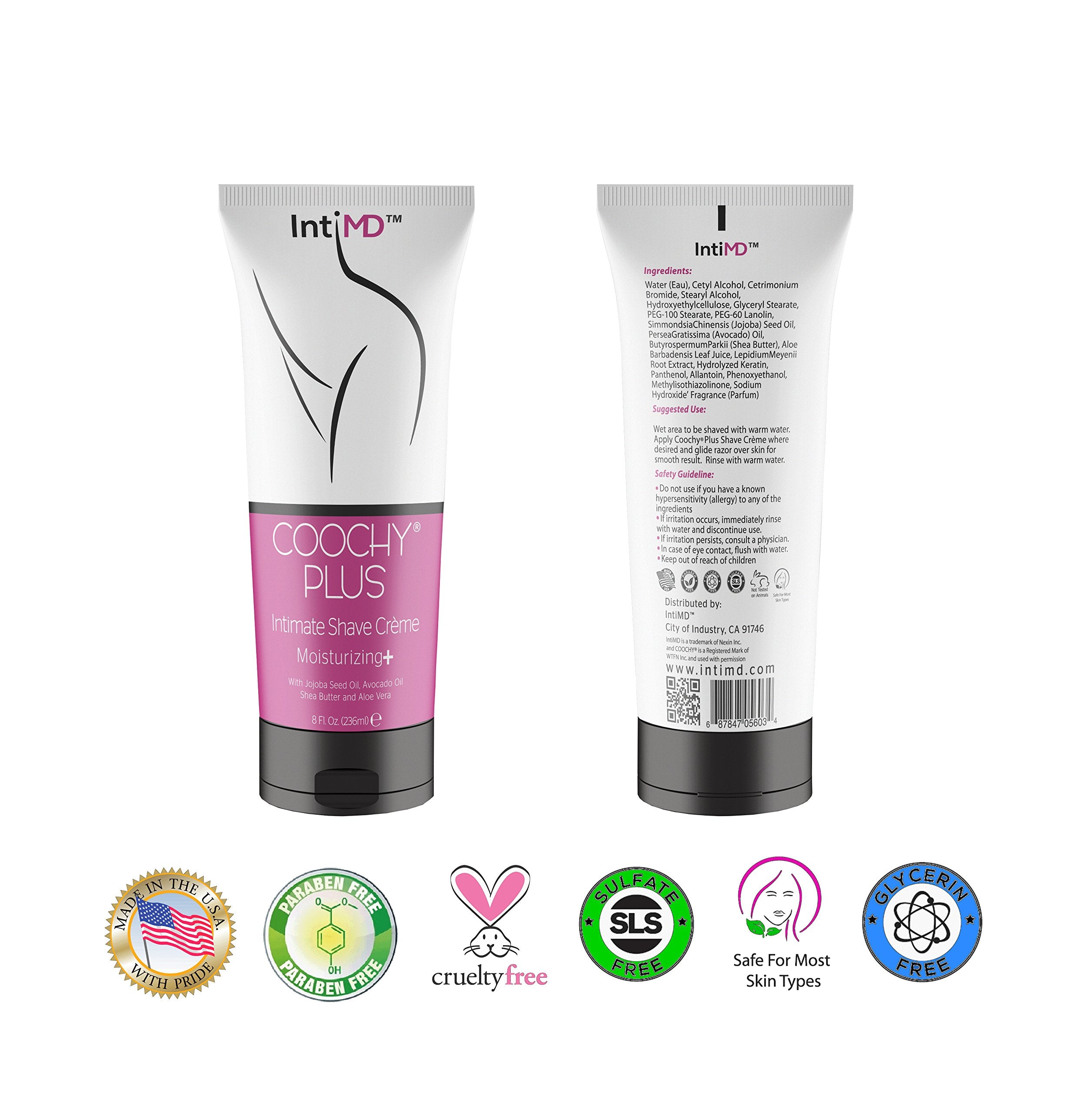 IntiMD Coochy Plus cream texture close-up shows moisturizing power for sensitive areas