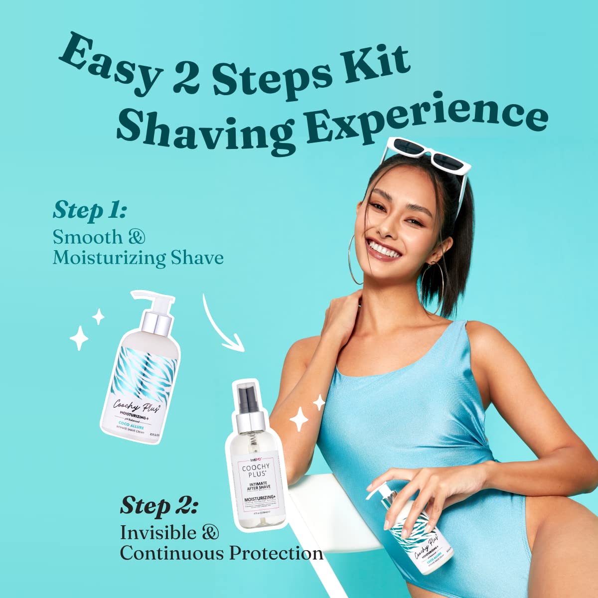 IntiMD Coochy Plus organic after shave mist bottle smooths and protects delicate skin