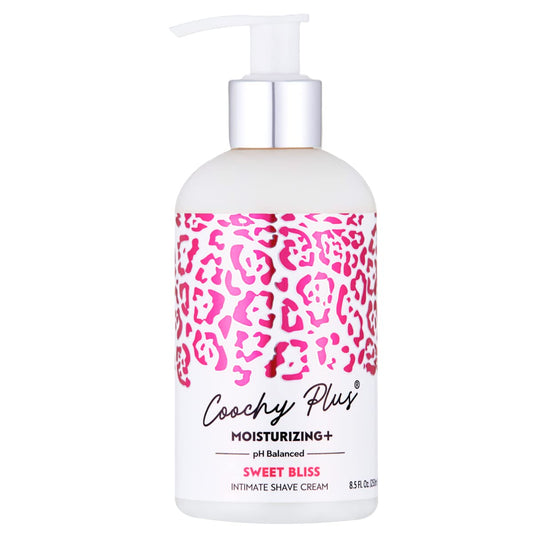 IntiMD Coochy Plus Sweet Bliss bottle shown for a smooth, moisturizing shave