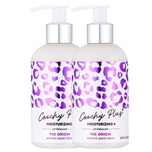 IntiMD Coochy Moisturizing Plus origin bottle promotes a smooth shave