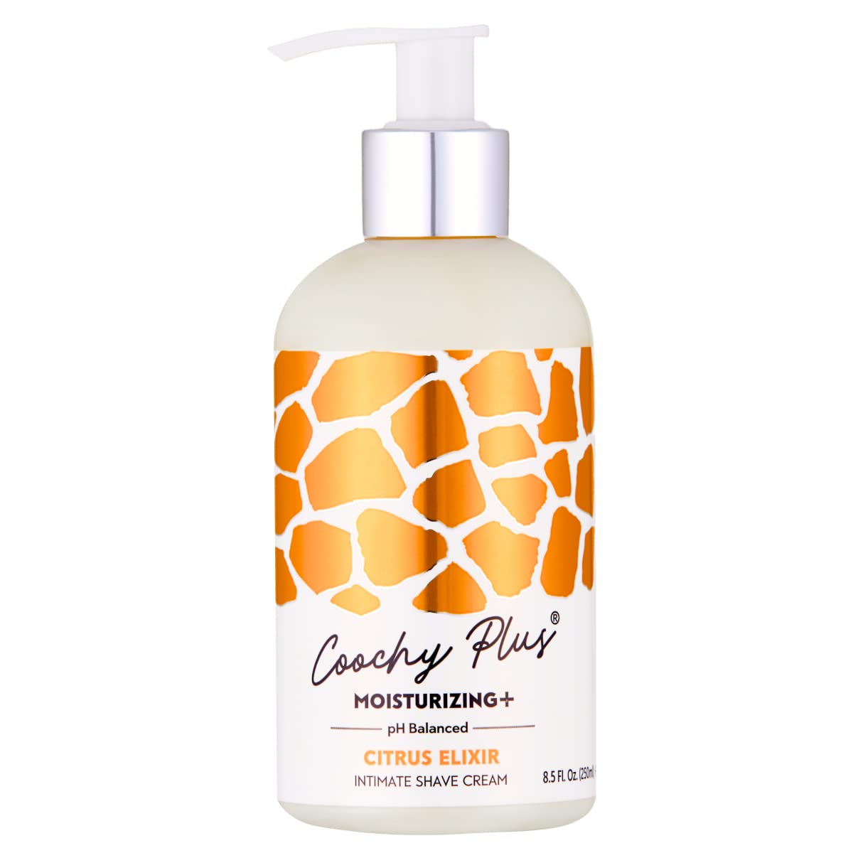 IntiMD Coochy Plus Citrus Elixir bottle offers long-lasting glide for comfortable intimate shaving.