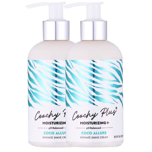 IntiMD Coochy Plus bottle pour promotes a smooth, moisturizing shave.