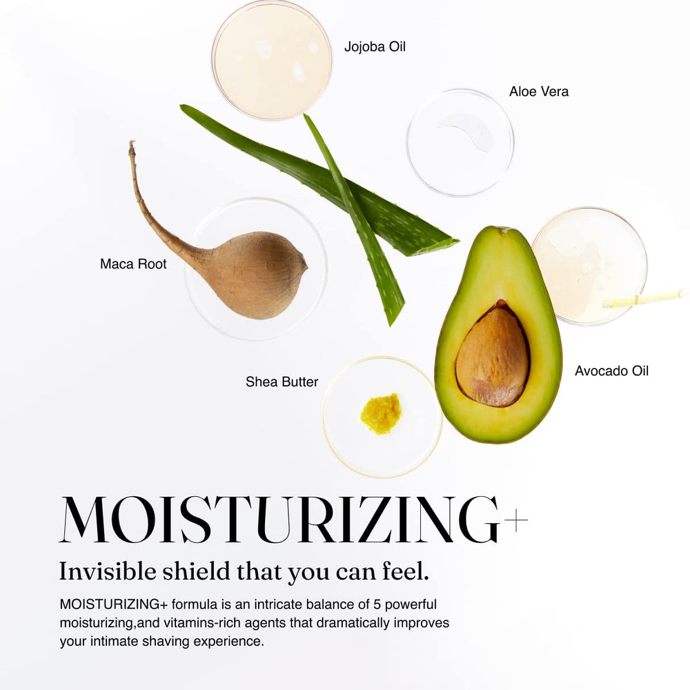 IntiMD Coochy Plus cream texture close-up highlights nourishing formula.