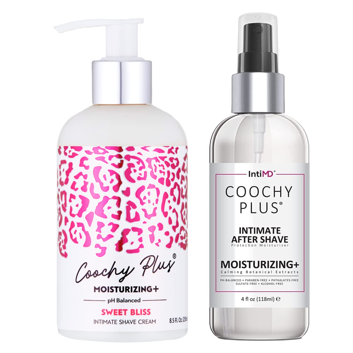 IntiMD Coochy Plus intimate shave cream bottle for a smooth, close shave