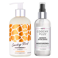 IntiMD Coochy Plus intimate shave cream jar for a smoother, more comfortable shave.