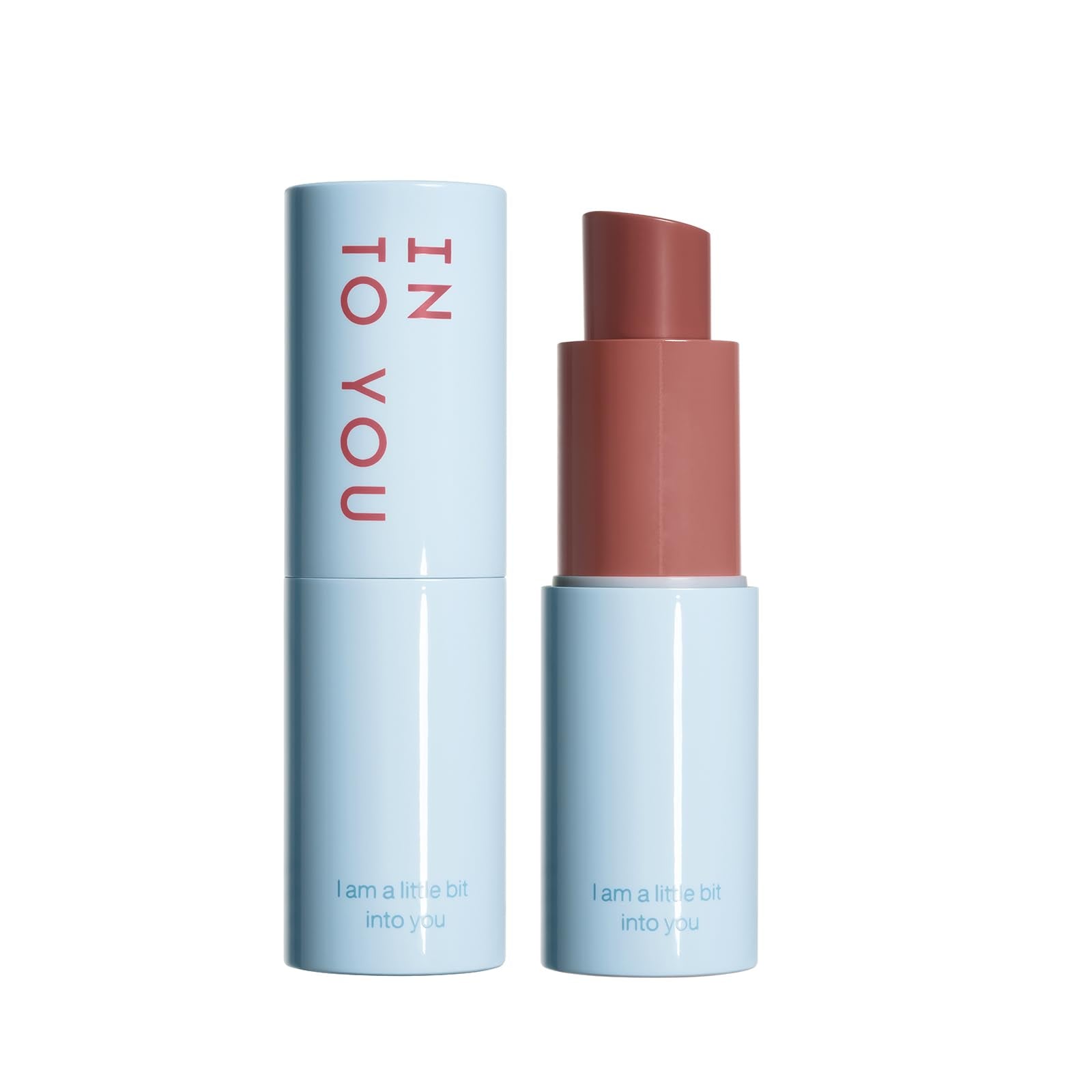 INTO YOU blush stick Pure Crimson Maple packshot showing portable cooling formula