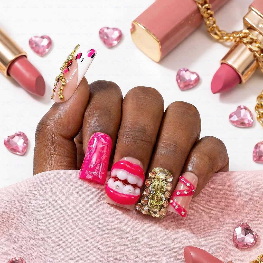 IntoVibes duck nails in pink duck-shape design for a playful, wearable manicure.