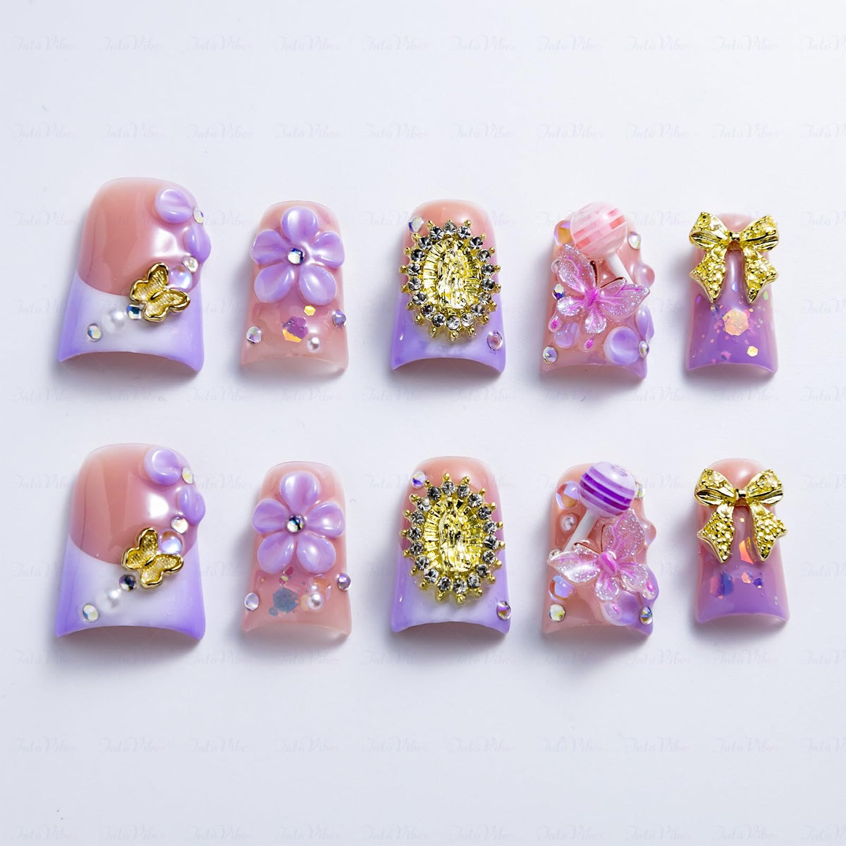 IntoVibes duck-nails pink purple with smooth finish for daily wear.
