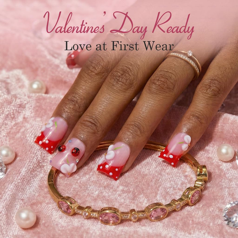 IntoVibes red duck-nail with petal decor highlights festive fashion flexibility