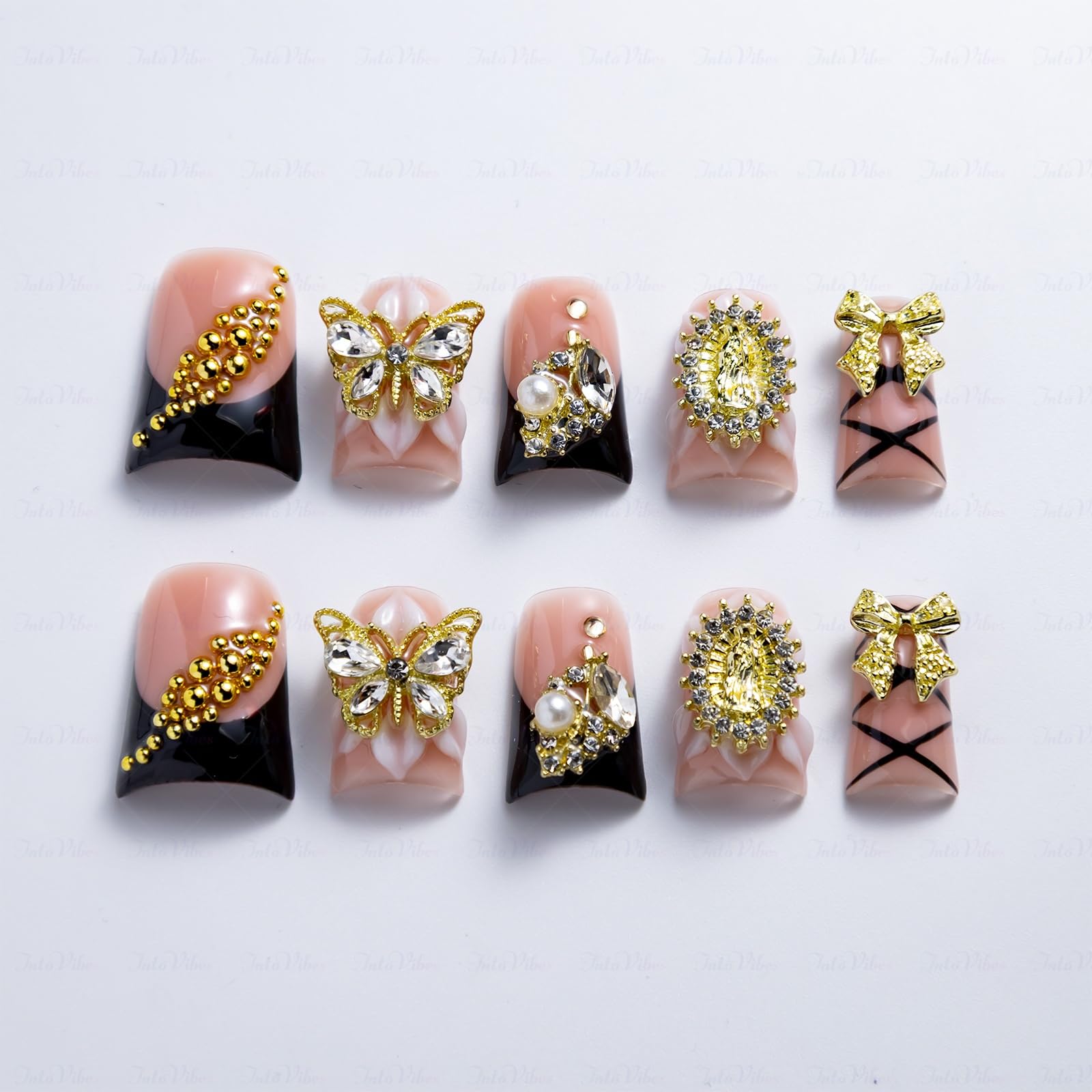 IntoVibes duck nails in pink and black for comfortable daily wear.