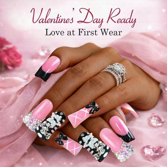 IntoVibes nails feature 3D bowknot and stars for decorative, eye-catching accents.