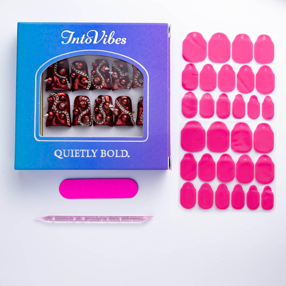 IntoVibes easy-application press-on nails for quick glam and tidy removal.