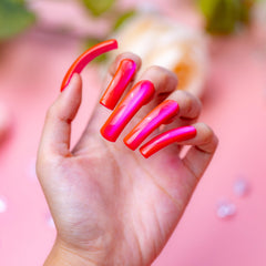IntoVibes hot pink chrome press-on nails XL full hand set for daily wear