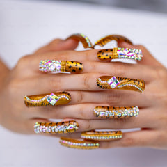 3D AB crystal nails by IntoVibes adding dimensional sparkle and luxury detail.
