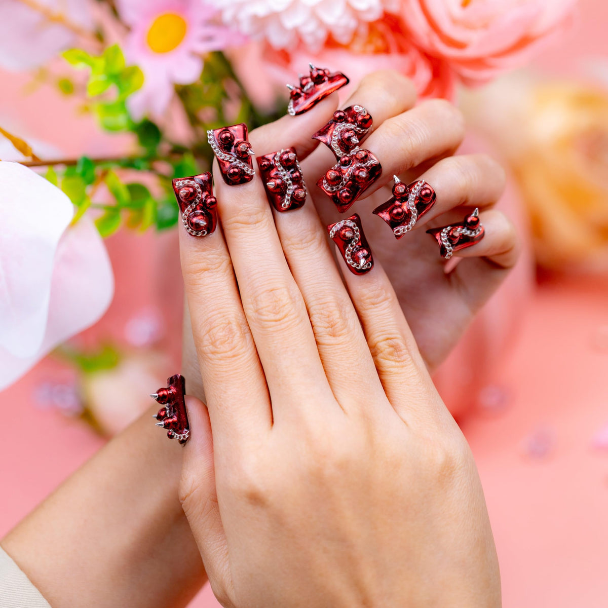 IntoVibes luxury acrylic press-on nails in duck shape, short length for comfortable daily wear.