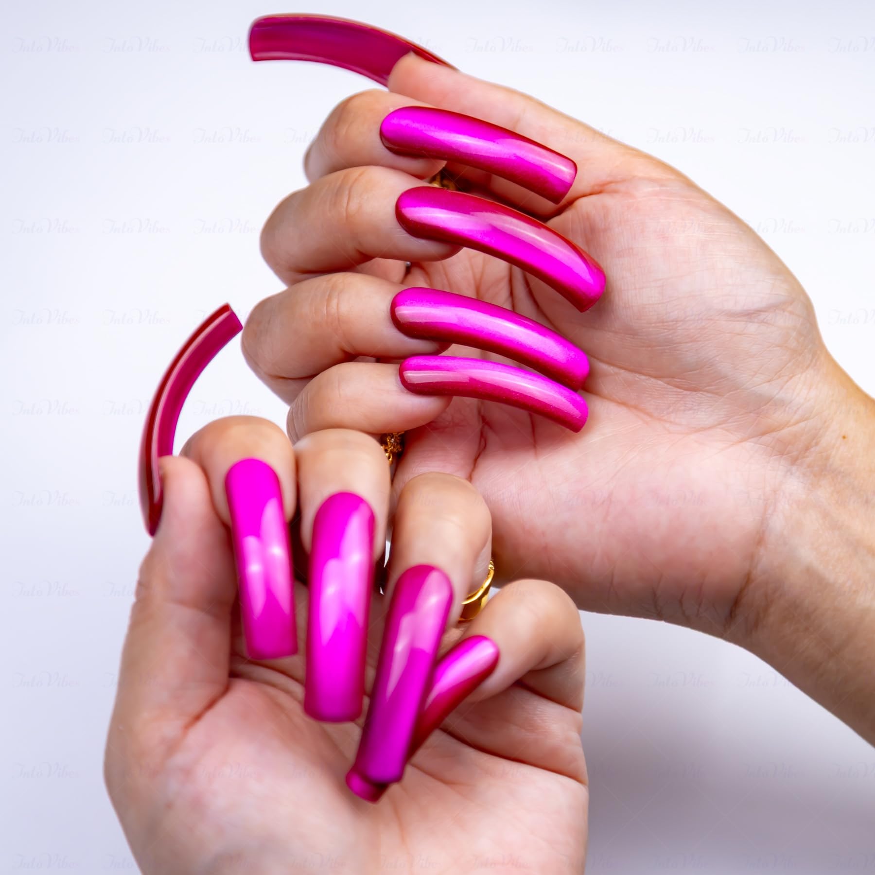 IntoVibes handmade curved tip design enhances natural nail contour and realism.