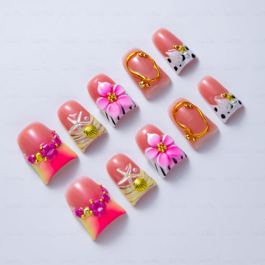 Intovibes short pink duck nails with smooth finish for comfortable typing.