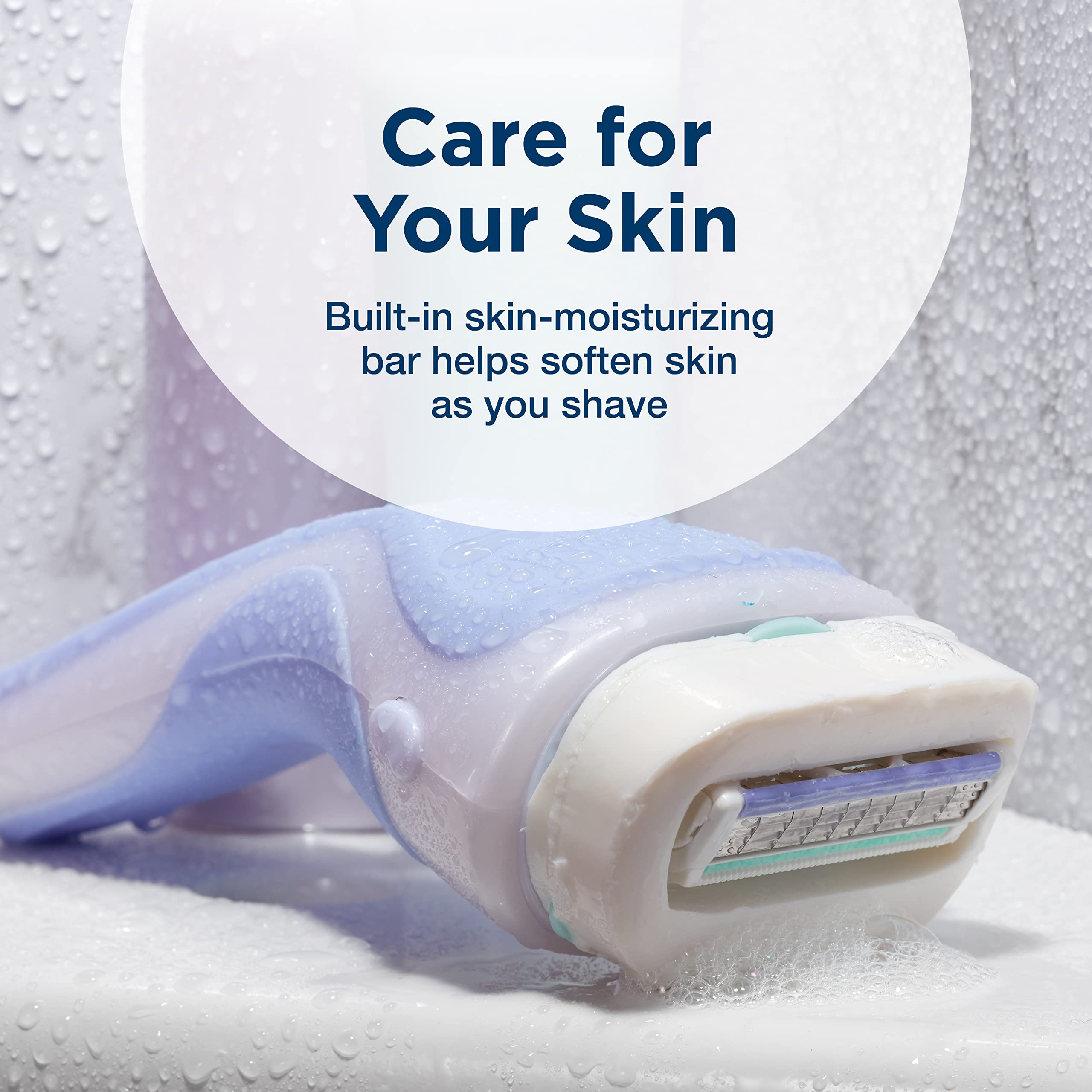 INTUITION four-blade cartridge with pivoting head hugs curves for smooth shave