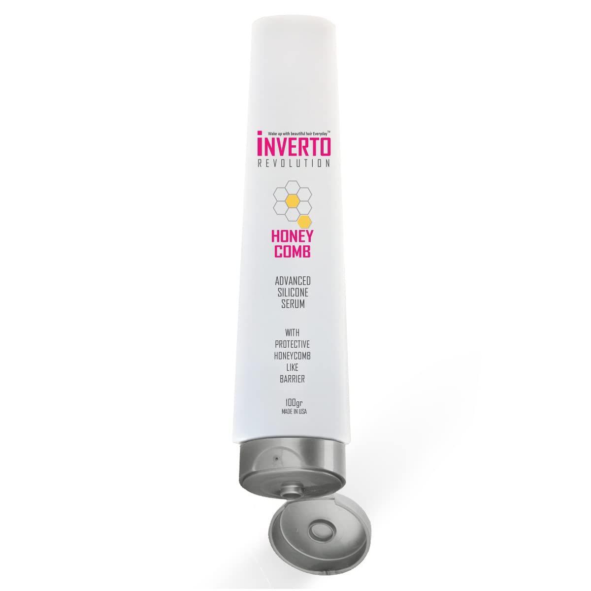 INVERTO REVOLUTION Pure Advanced Silicone Hair Serum bottle front shows fragrance-free formula.