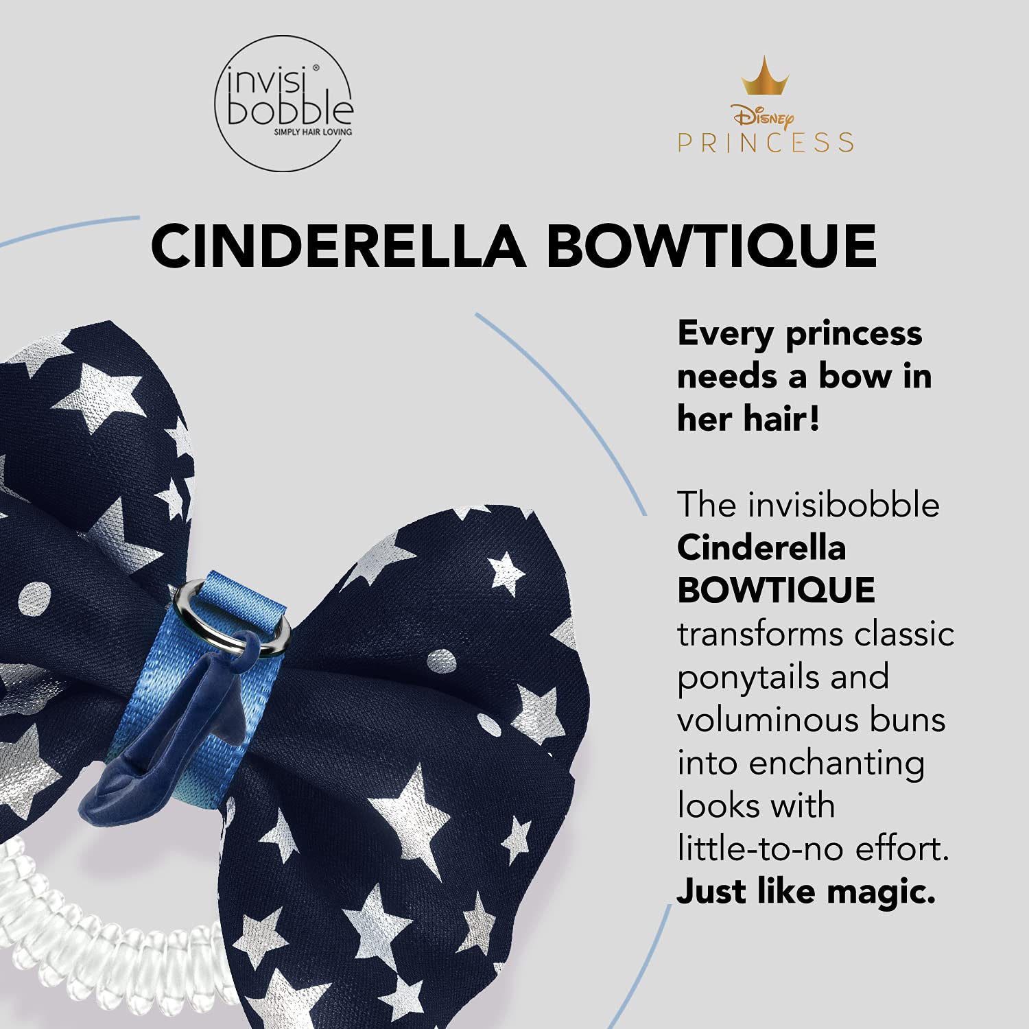 Invisibobble Bowtique Cinderella bow-detail close-up showing strong-hold styling
