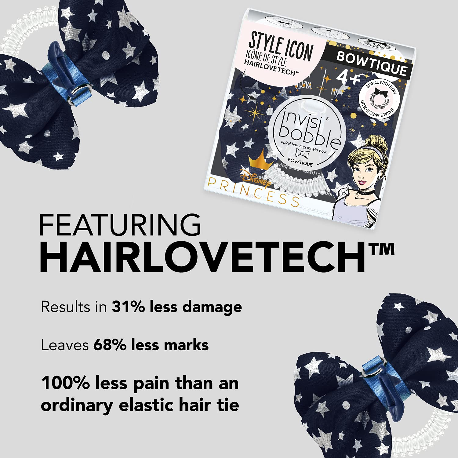 Invisibobble Bowtique Cinderella dual-bow detail highlights style and versatility