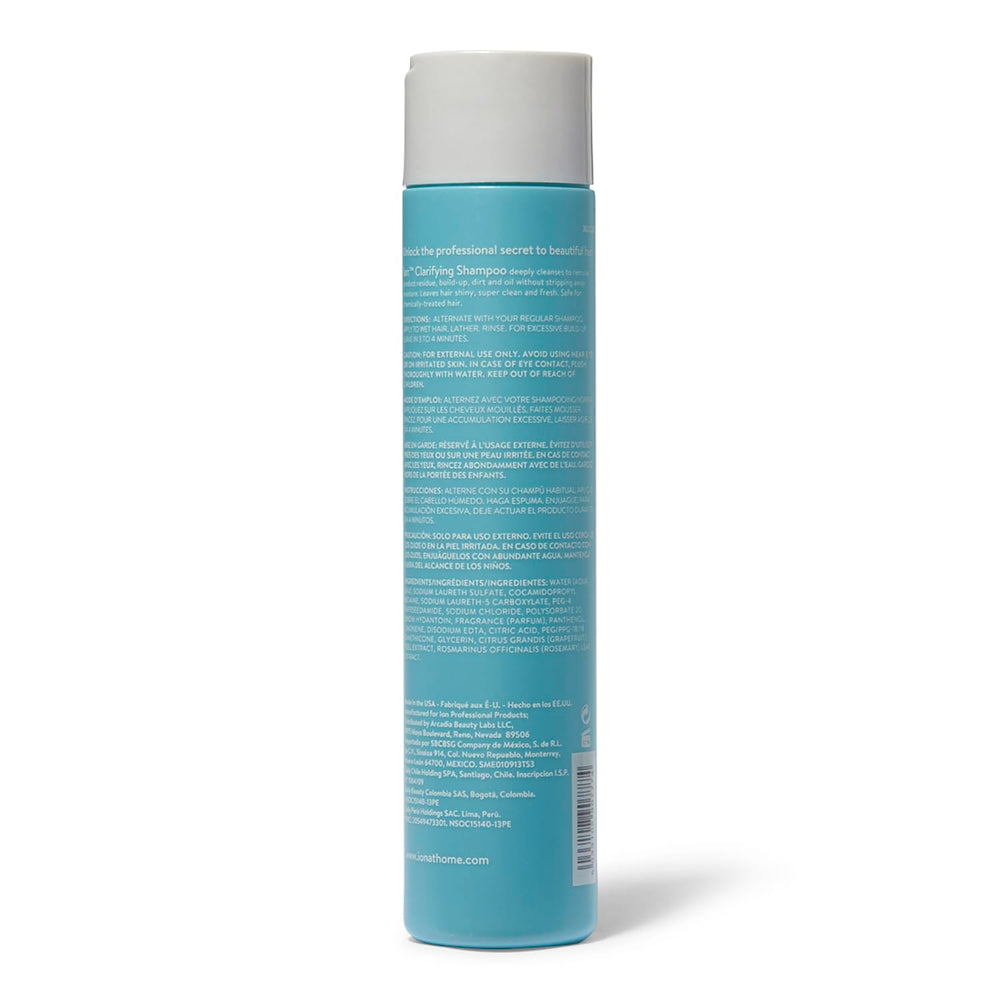 Ion Clarifying Shampoo application shows how to work a light lather for effective cleansing.