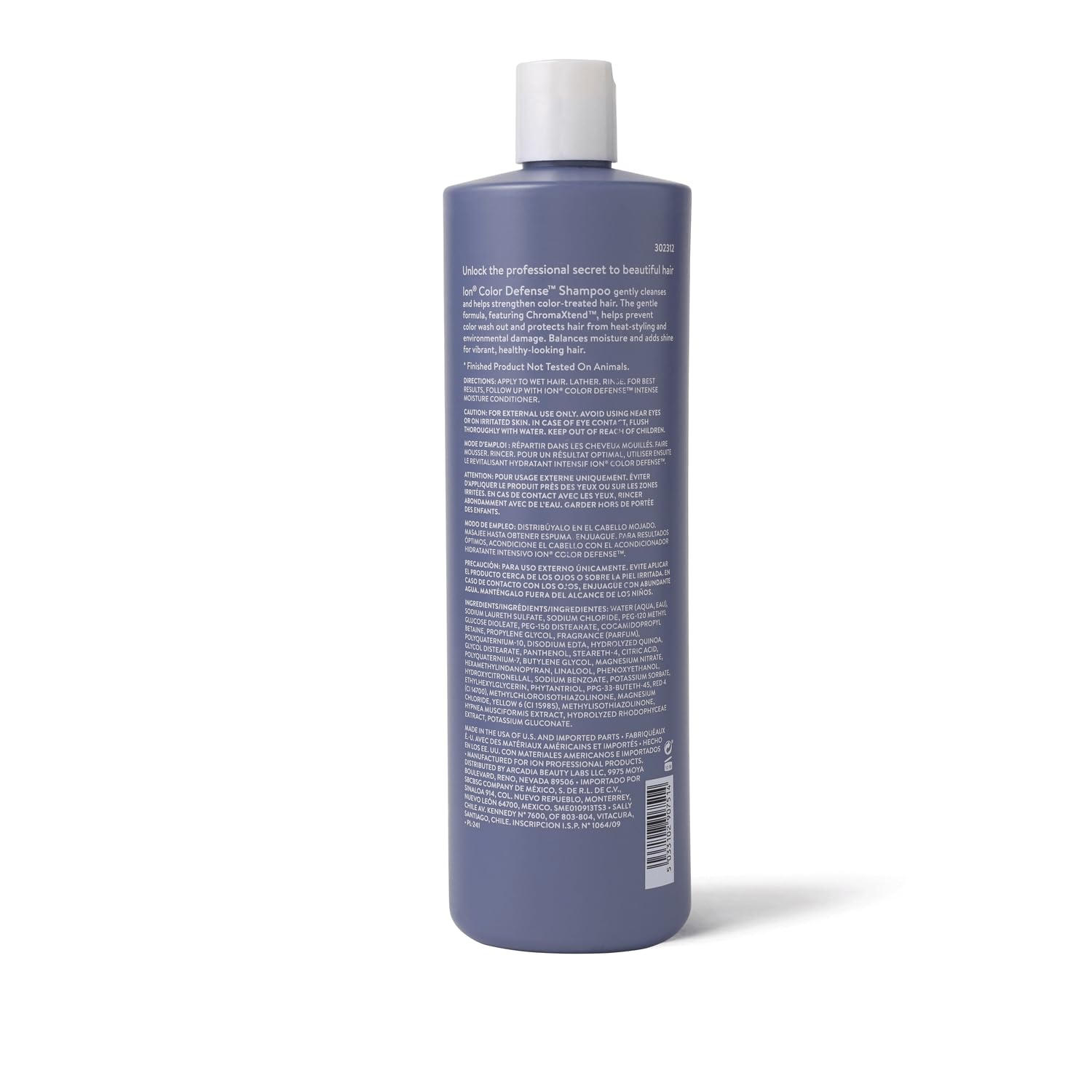 ion Color Defense Shampoo package closeup highlights vegan, paraben-free formula