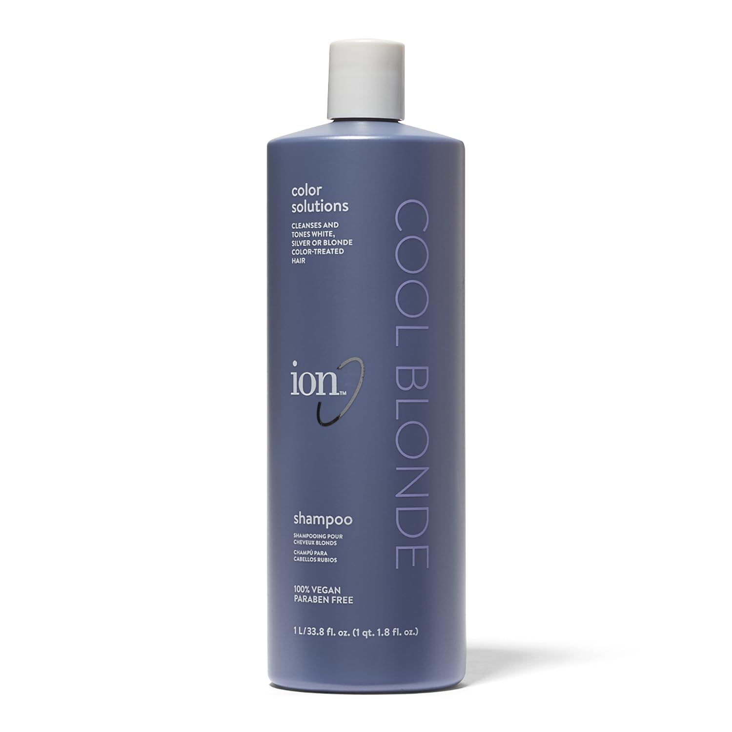 ion Cool Blonde Shampoo bottle highlighting a cool-toned formula for brassiness control.