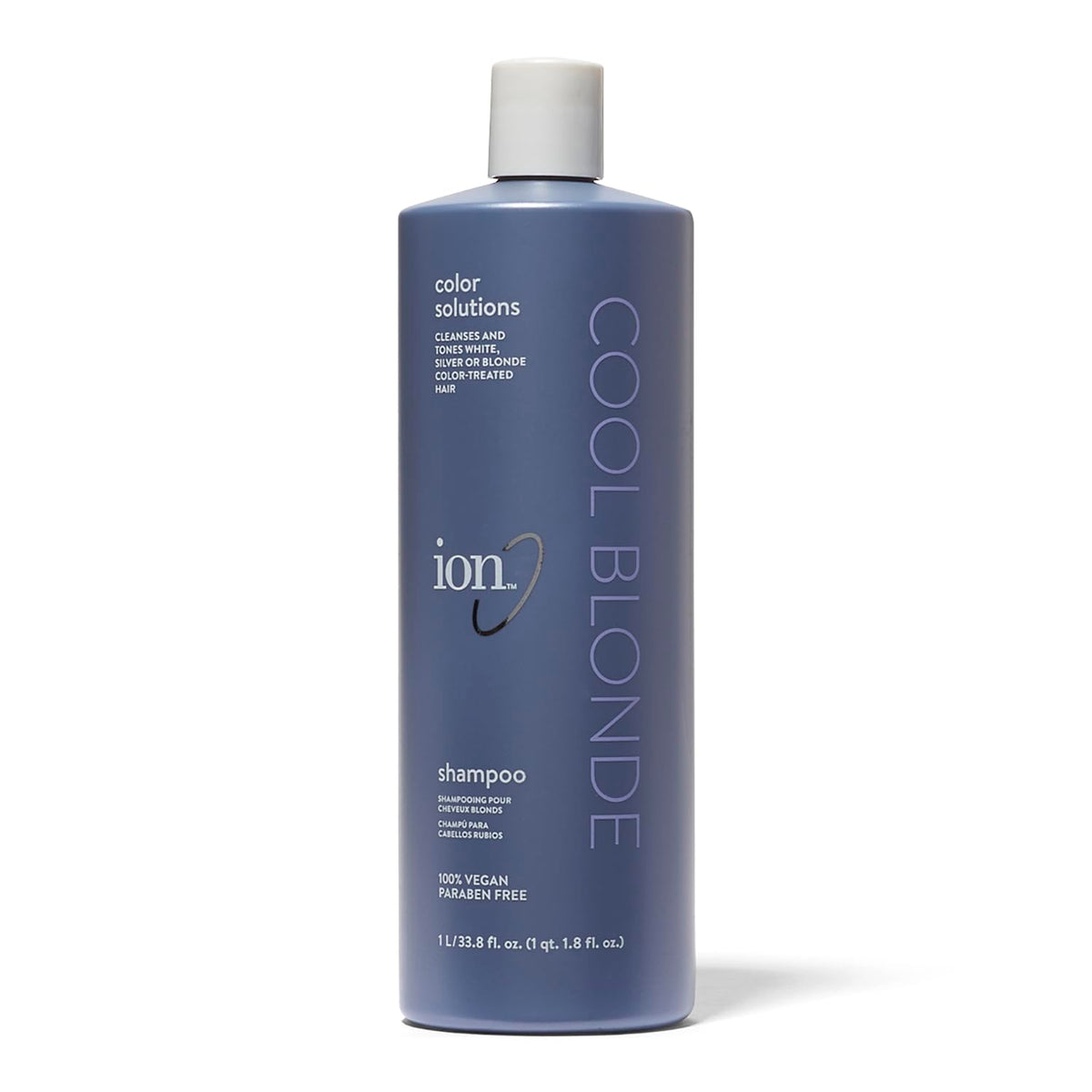 ion Cool Blonde Shampoo bottle highlighting a cool-toned formula for brassiness control.