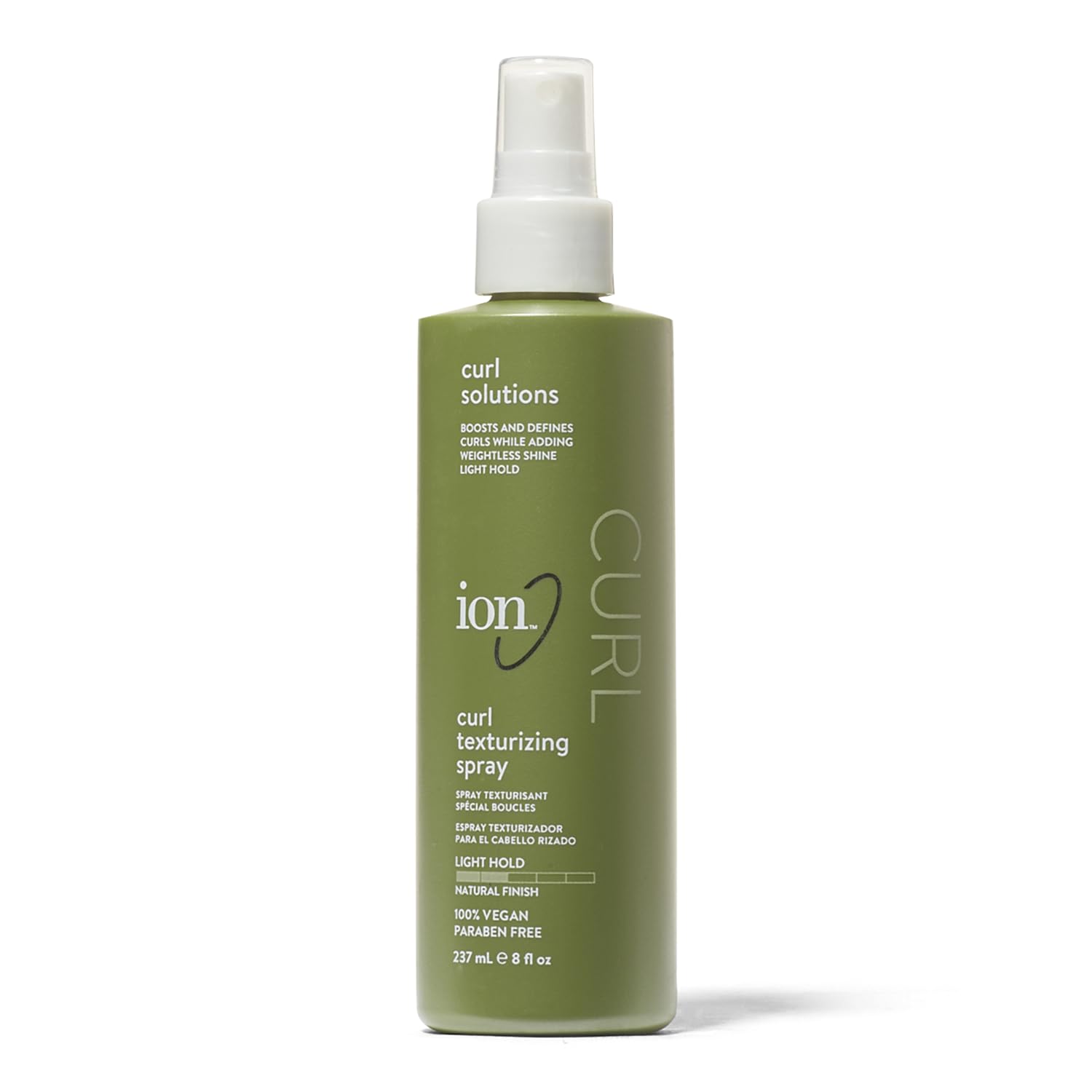 ion Curl Texturizing Spray bottle shot for light hold and defined curls