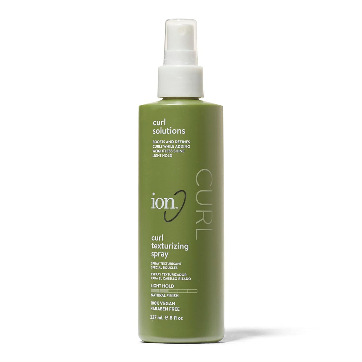 ion Curl Texturizing Spray bottle shot for light hold and defined curls