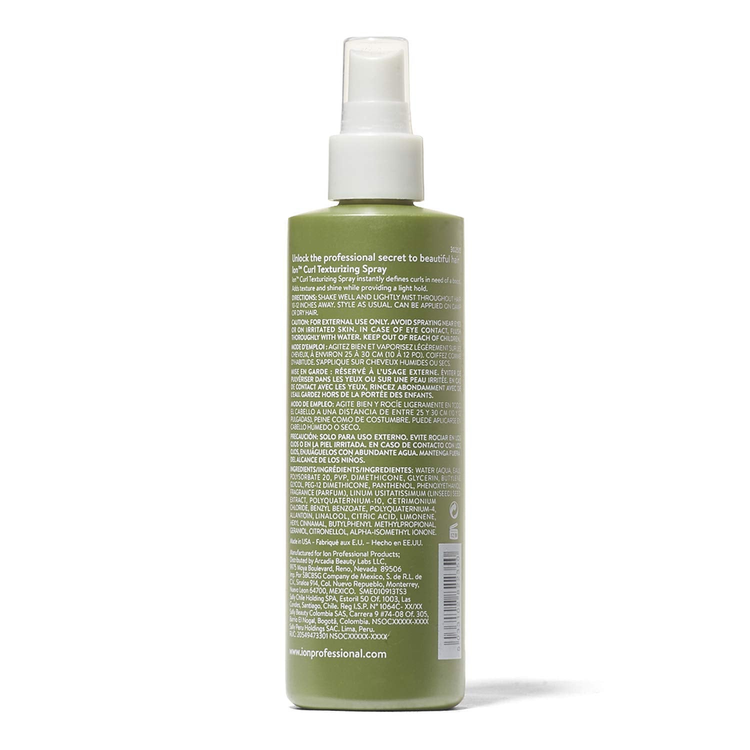 ion Curl Texturizing Spray closeup vegan formula paraben-free shine