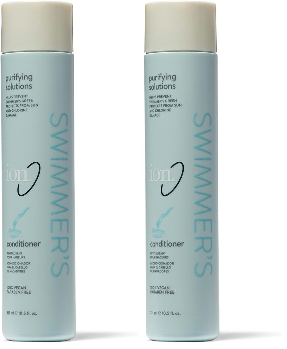 ion Swimmer's Conditioner bottle showing green hair prevention and shine