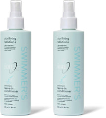 Ion Swimmers Leave-in Conditioner bottle demonstrates sun and water protection for hair.