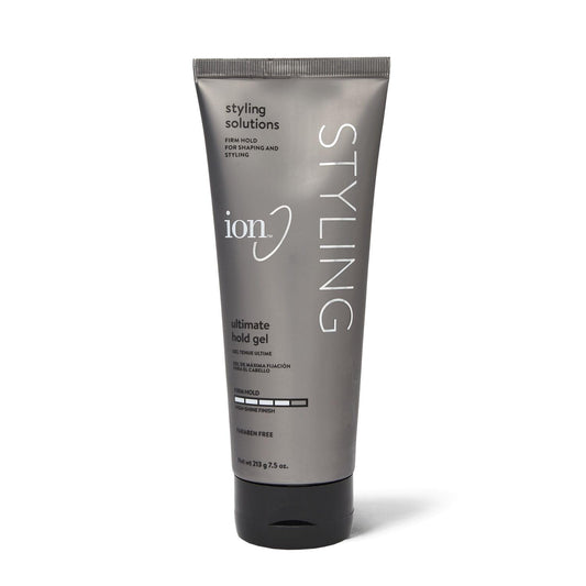 Ion Ultimate Hold Gel bottle closeup showing strong hold for lasting styles