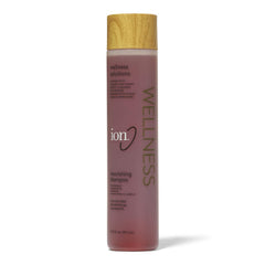 Ion Wellness Nourishing Shampoo bottle showing yogurt protein and honey formula for hydration.