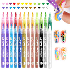 IONSGAKO 24-color nail art pens set showing vibrant hues for precise designs.