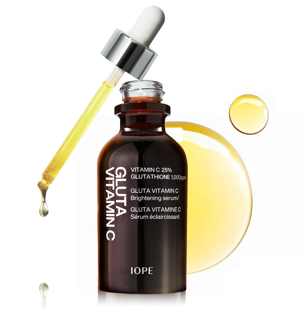 IOPE Gluta Vitamin C serum bottle for brightening during daily skincare.