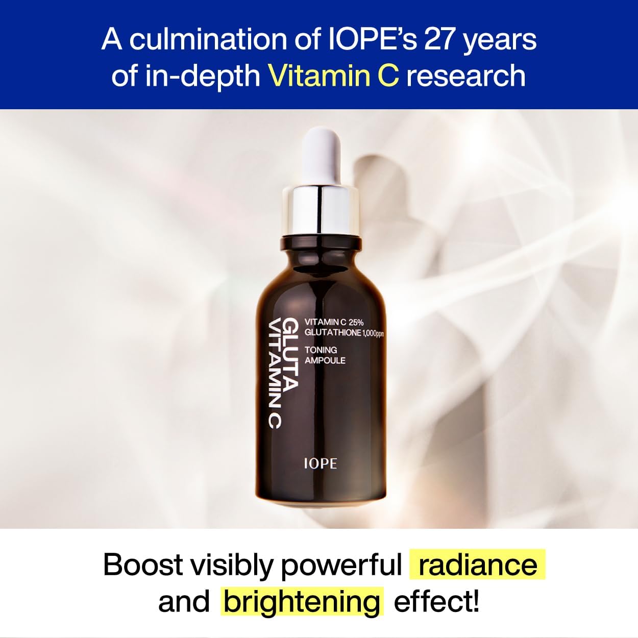 Close-up texture of IOPE serum suggests smooth, even-toned skin.