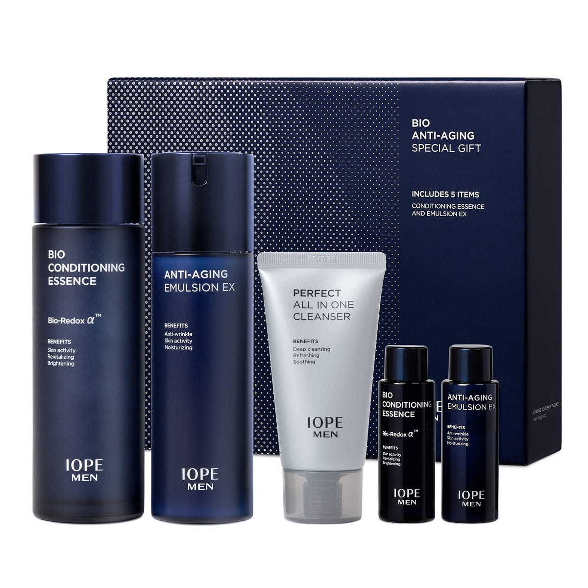 IOPE Men BIO cleanser bottle for gentle cleansing and hydration.