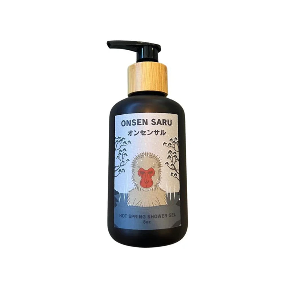 IPPINKA Onsen Saru shower gel bottle with pump for easy, spa-like cleansing at home.