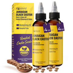 IQNatural Jamaican Black Castor Oil 2-pack bottles for versatile scalp and hair conditioning.