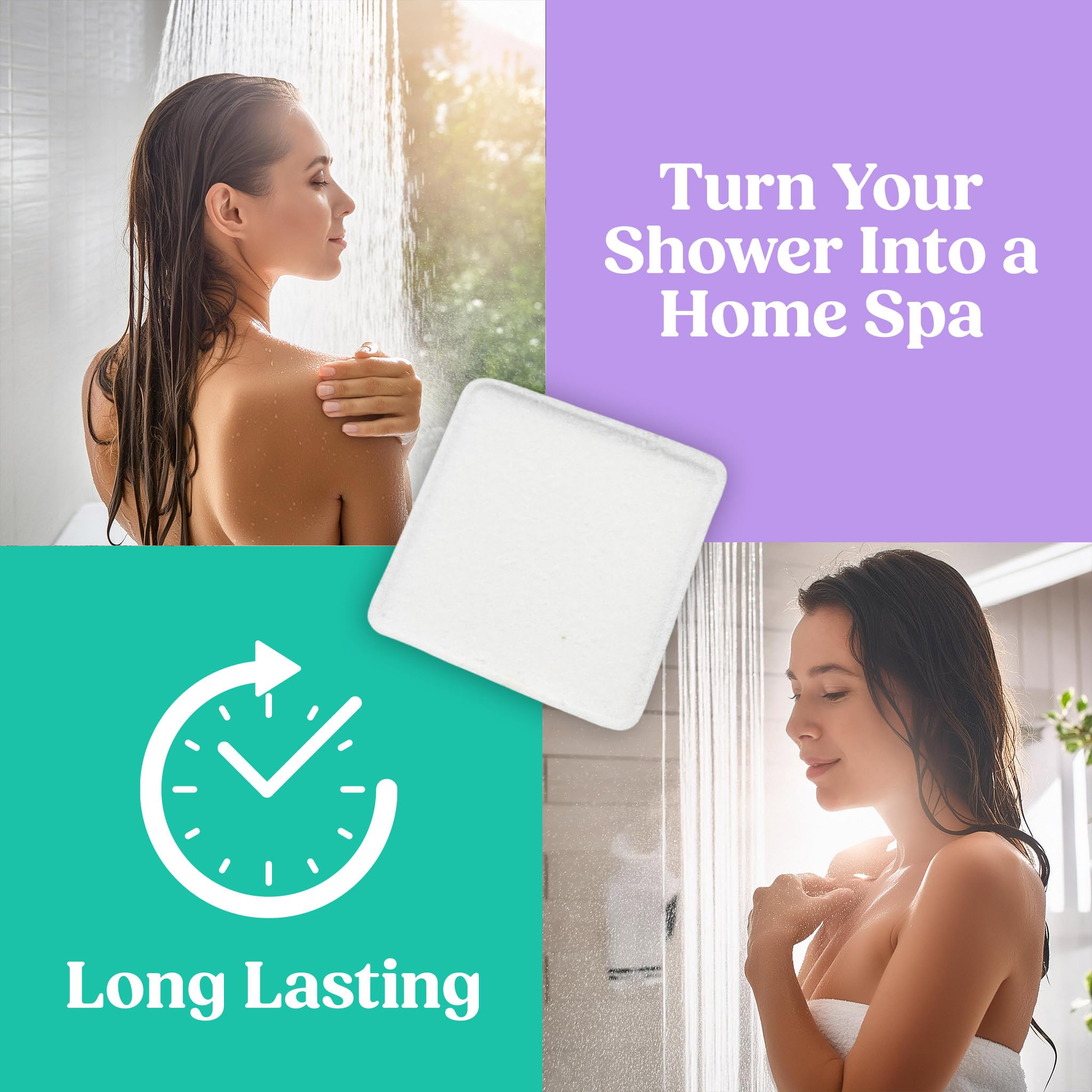 IQNATURAL lavender aromatherapy shower steamer creates soothing scent