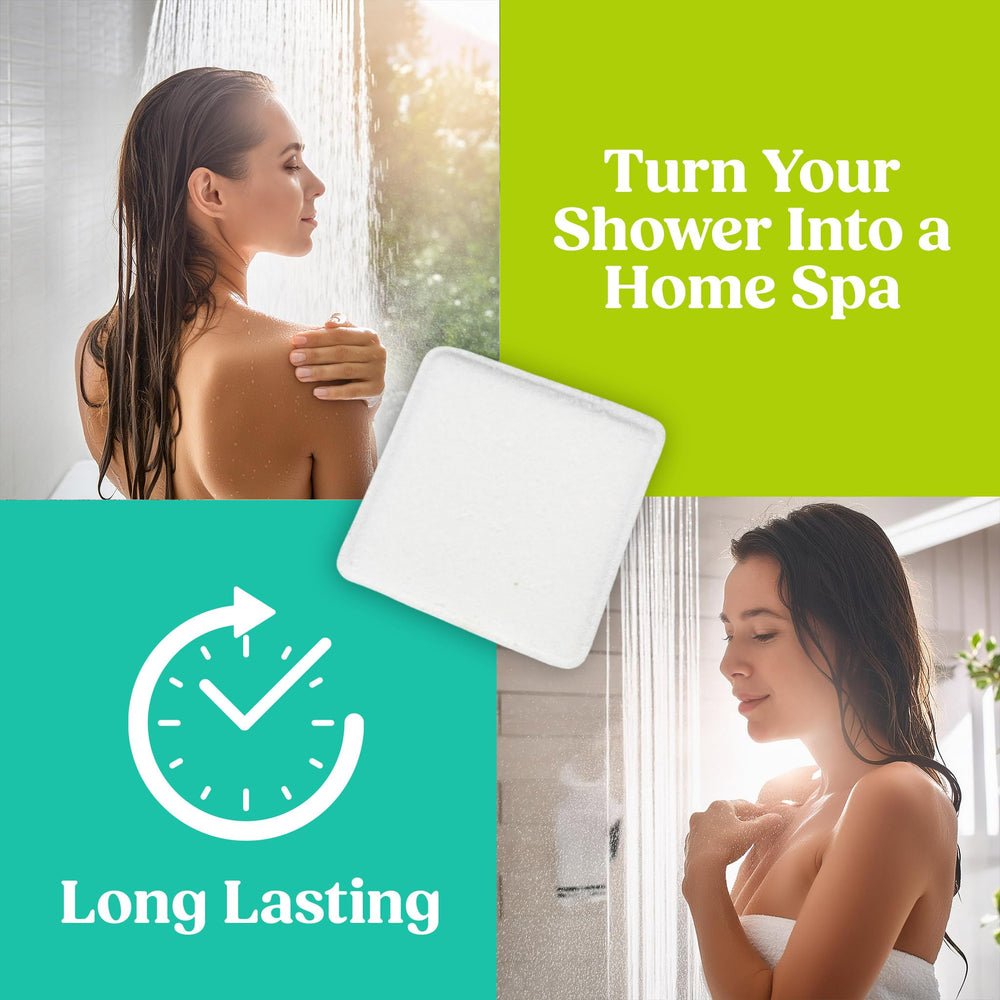 IQNATURAL shower steamer on bathroom surface ready to release aroma