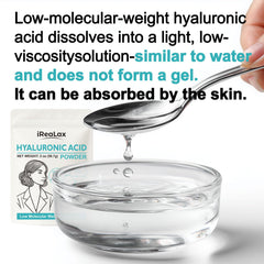 iReaLax Hyaluronic Acid Powder showing easy epidermal absorption for hydration.